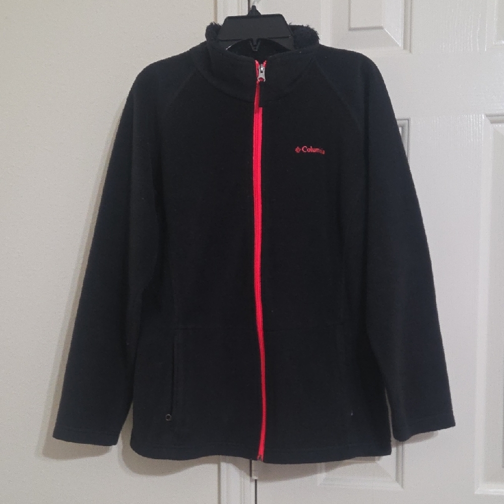 Columbia Black Jacket with Red Zipper